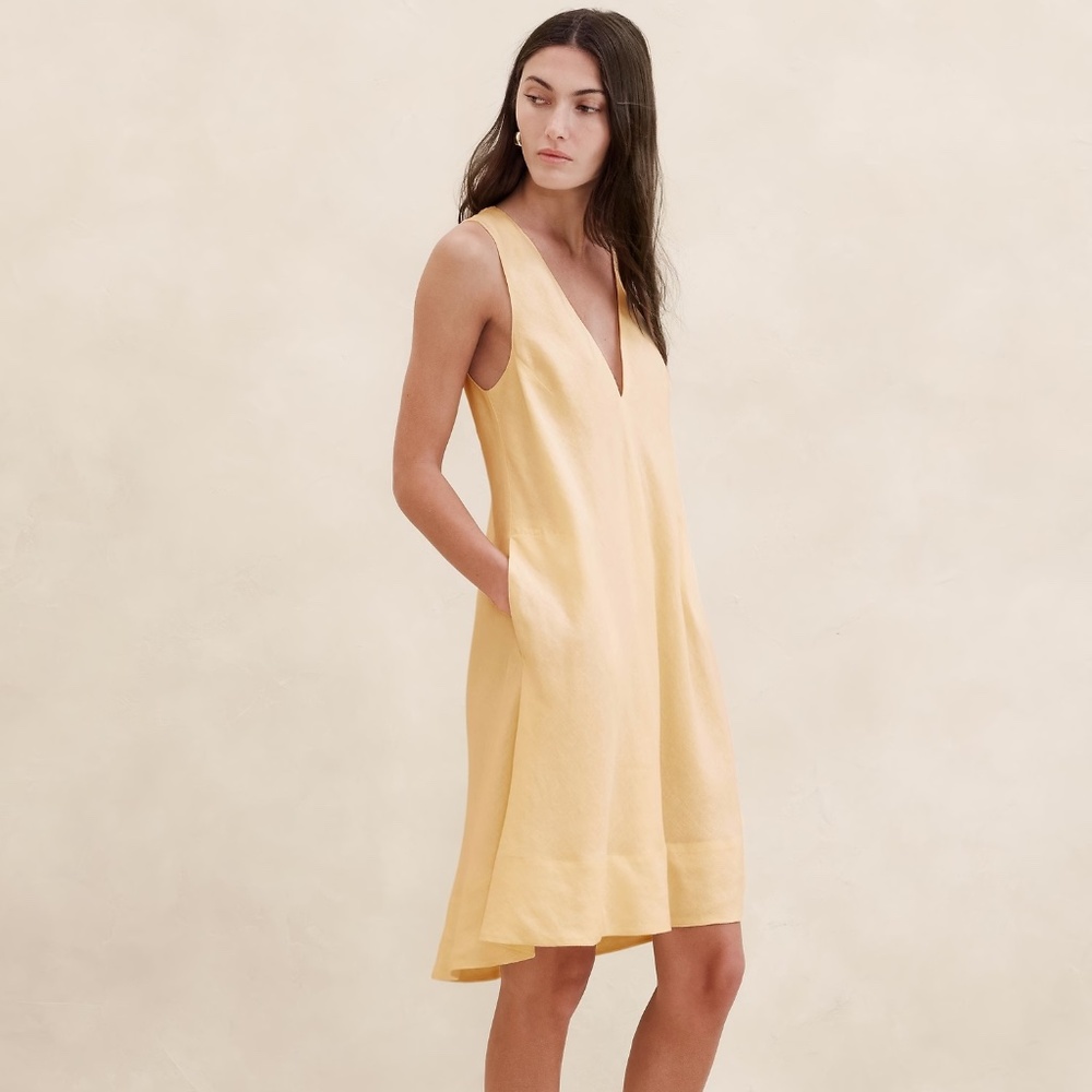 Banana Republic AVA LINEN MINI DRESS  butter yellow  XS